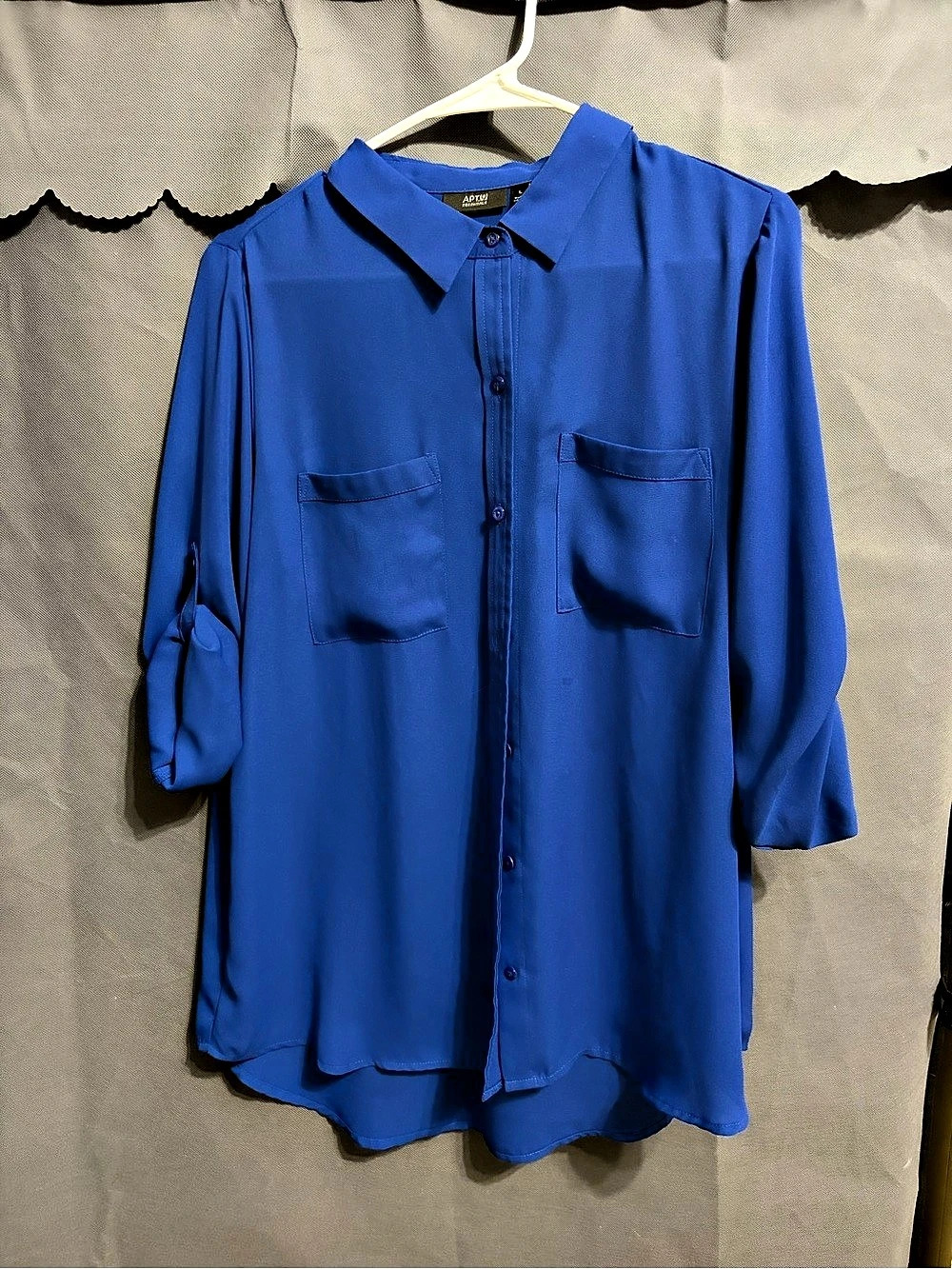 APT. 9 Blue Button Down Blouse Size Large Like New